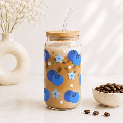 Blueberries-Glass Cup - MK CREATIONS