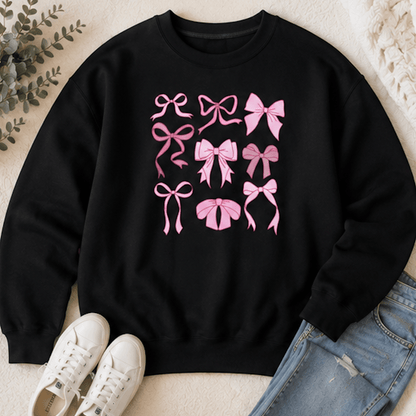 Bow Collection Sweatshirt — Pink Ribbon Bows Crewneck - MK CREATIONS