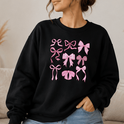 Bow Collection Sweatshirt — Pink Ribbon Bows Crewneck - MK CREATIONS