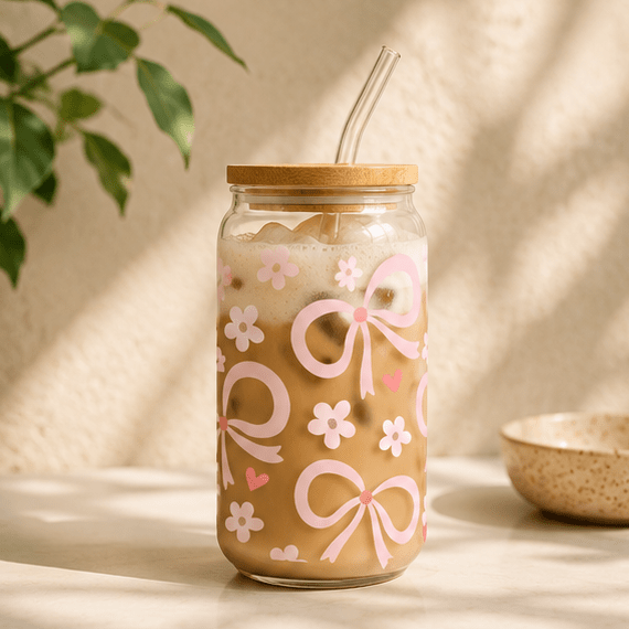 Bows-Glass Cup - MK CREATIONS