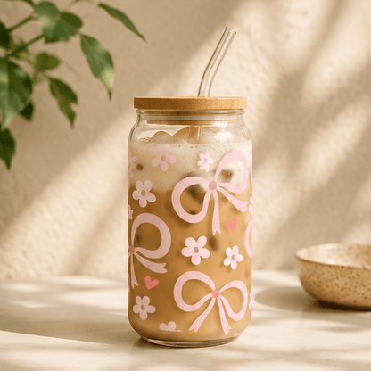 Bows-Glass Cup - MK CREATIONS
