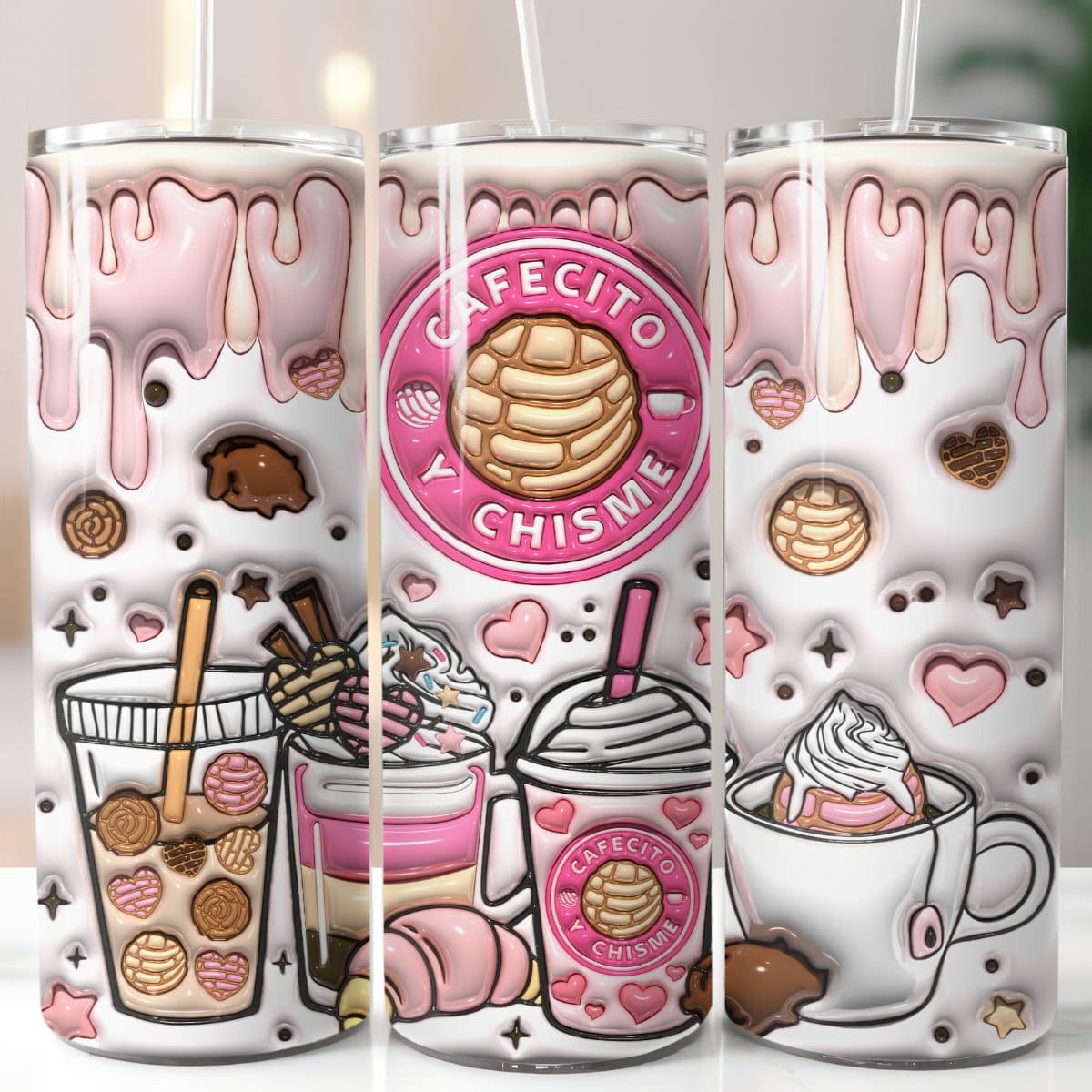 Cafecito y Chisme- Tumbler - MK Creations