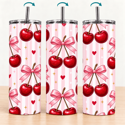 Cherry Bow Tumbler – Pink Coquette Design - MK CREATIONS