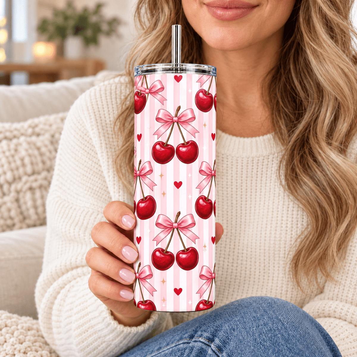 Cherry Bow Tumbler – Pink Coquette Design - MK CREATIONS