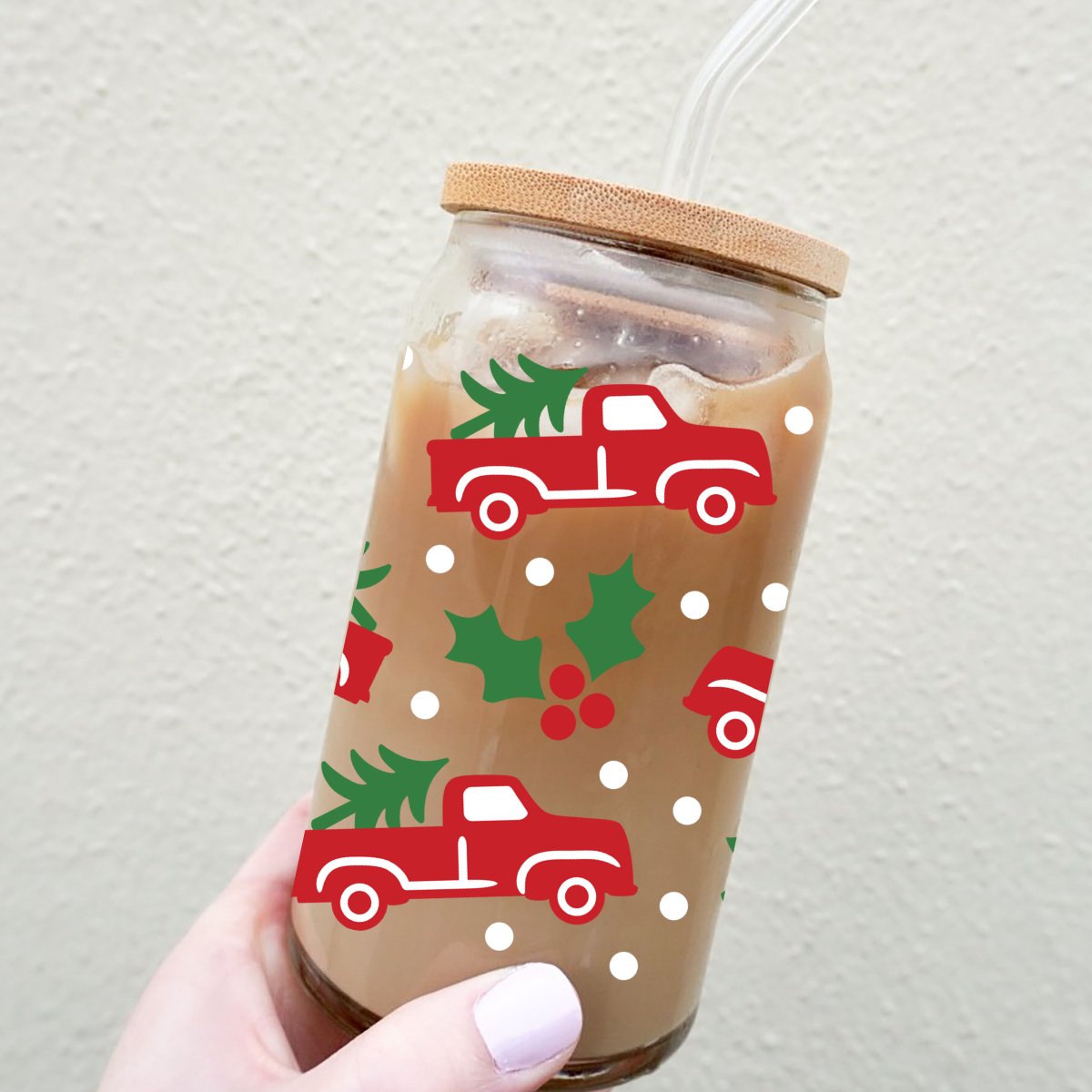 Christmas Truck - Glass Cup - MK CREATIONS