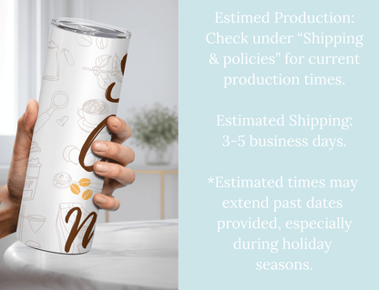 Coffee Lover 20oz Skinny Tumbler with Straw, Travel Mug Gift - MK CREATIONS