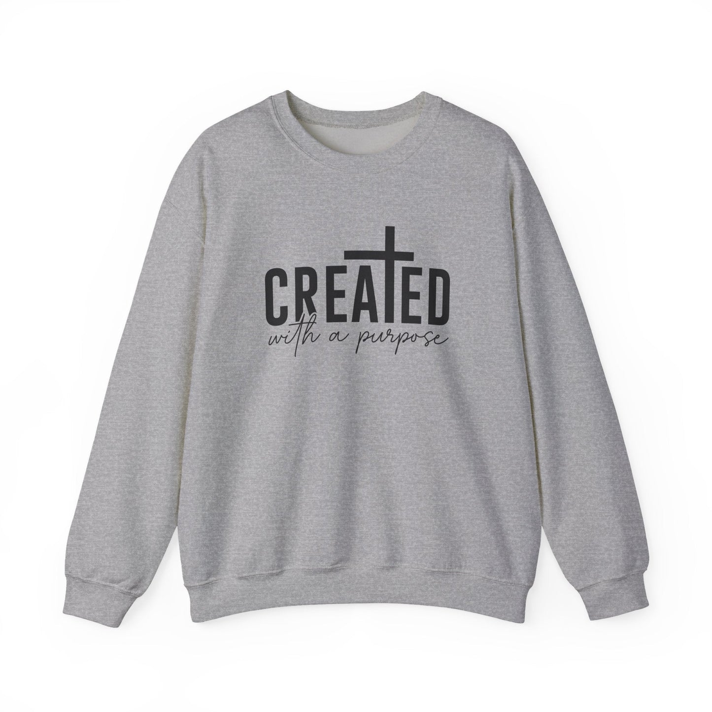 Created With a Purpose Crewneck Sweatshirt — Inspirational Christian Pullover - MK CREATIONS