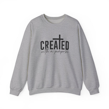 Created With a Purpose Crewneck Sweatshirt — Inspirational Christian Pullover - MK CREATIONS