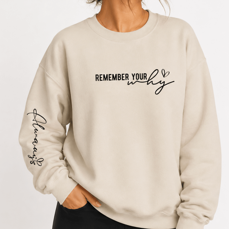 Crewneck Sweatshirt — "Remember Your Why" Motivational Pullover - MK CREATIONS