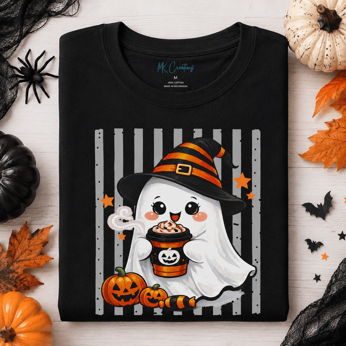 Cute Ghost Halloween Shirt, Halloween Coffee Shirt, Spooky Season Tee, Witch Ghost T-Shirt, Cute Halloween Graphic Tee, Fall Shirt - MK CREATIONS