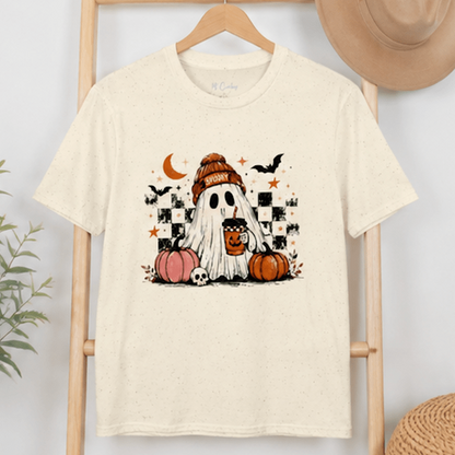 Cute Ghost Halloween Shirt, Spooky Season Shirt, Ghost Coffee Tee, Fall Graphic T-Shirt, Pumpkin Halloween Shirt, Autumn Shirt - MK CREATIONS