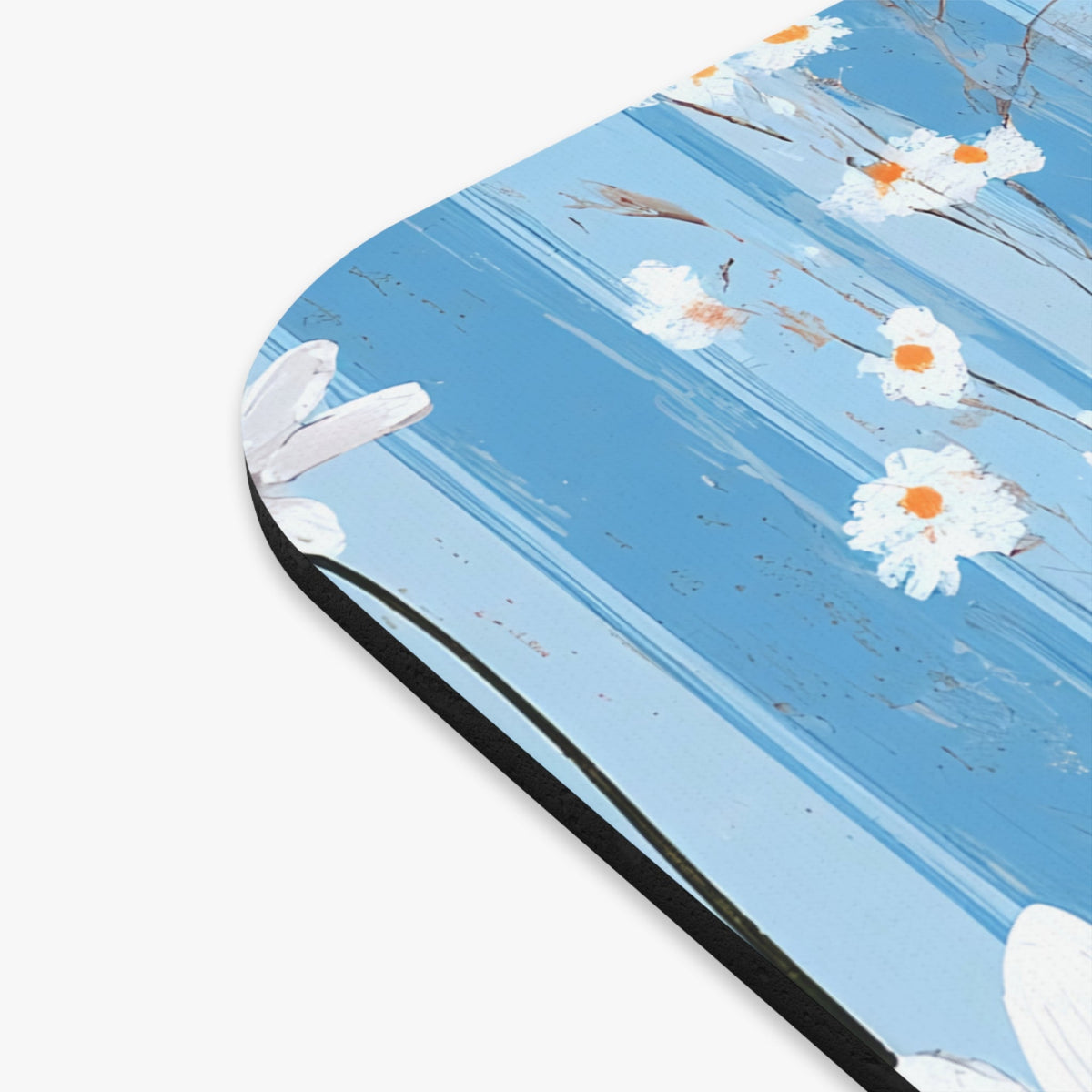 Daisy Blue Floral Mouse Pad — Vintage Shiplap Desk Mat - MK CREATIONS