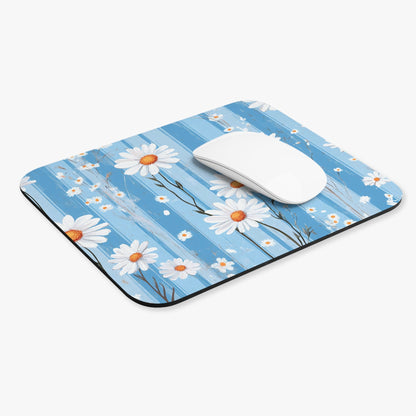 Daisy Blue Floral Mouse Pad — Vintage Shiplap Desk Mat - MK CREATIONS