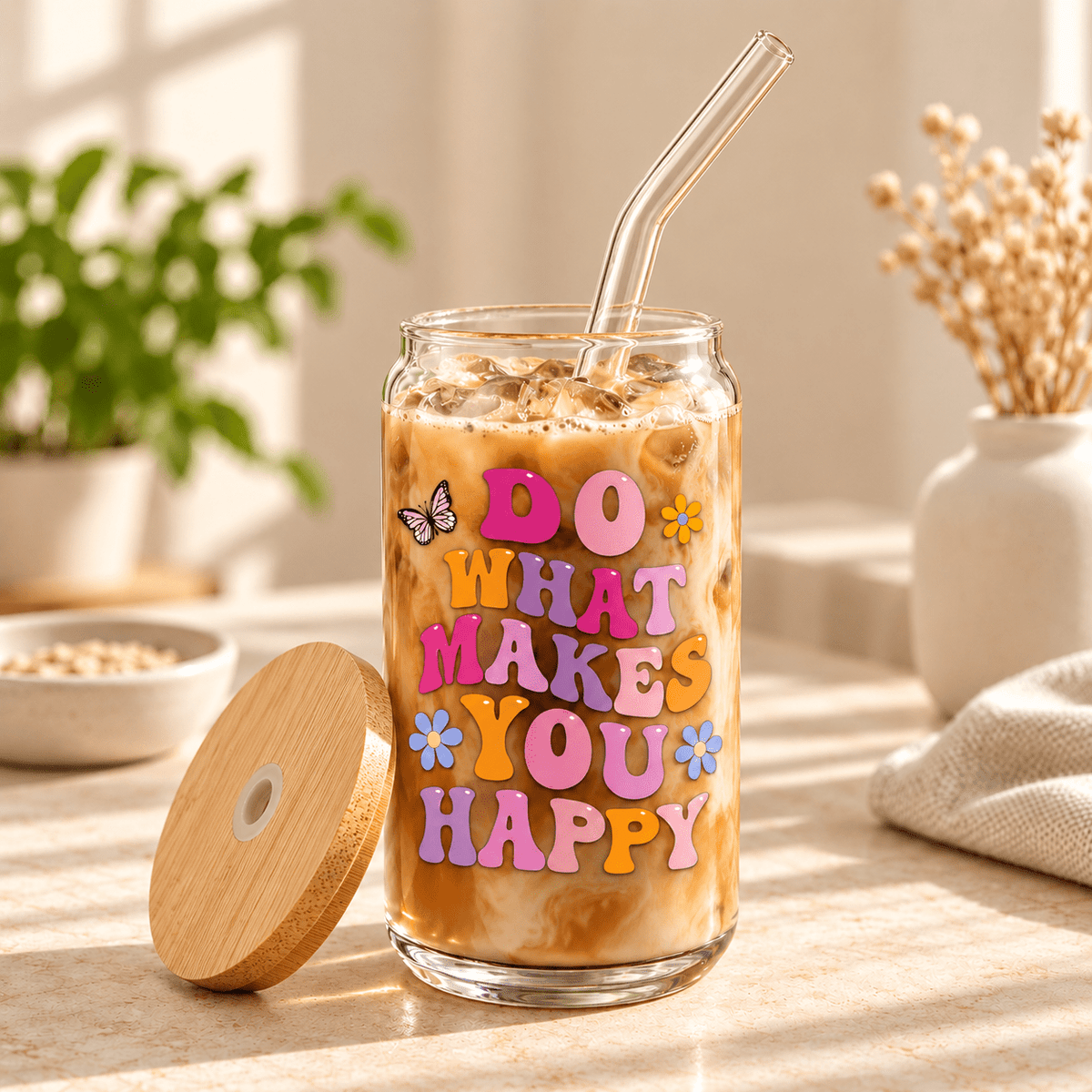 Do What Makes You Happy Glass Cup - MK CREATIONS
