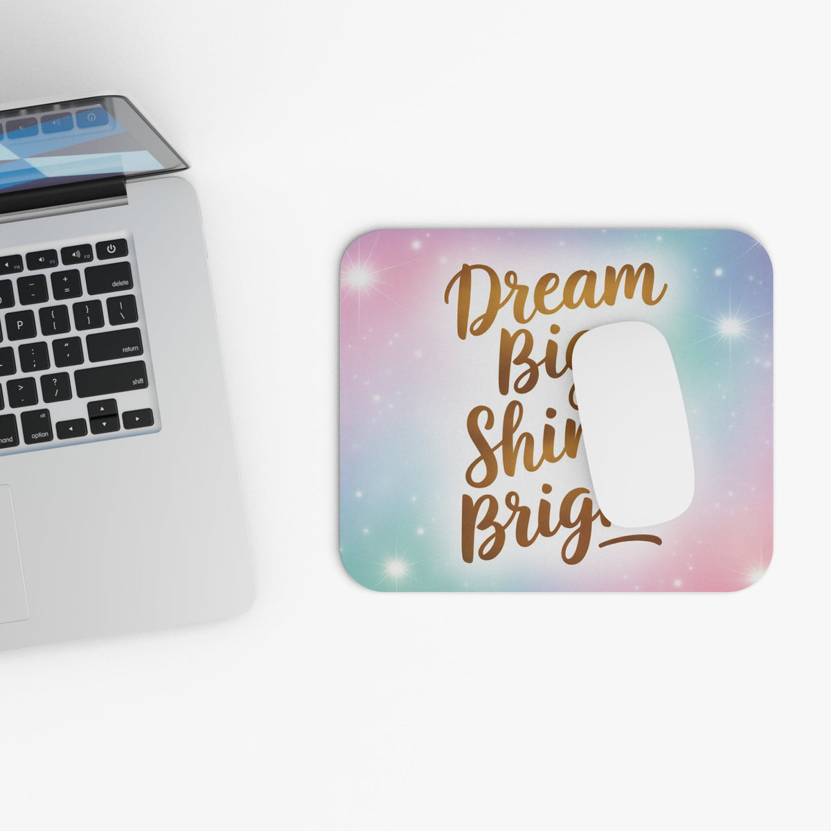Dream Big Shine Bright Rectangle Mouse Pad — Inspirational Pastel Desk Mat - MK CREATIONS