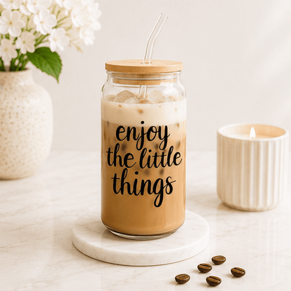 Enjoy The Little Things-Glass Cup - MK CREATIONS