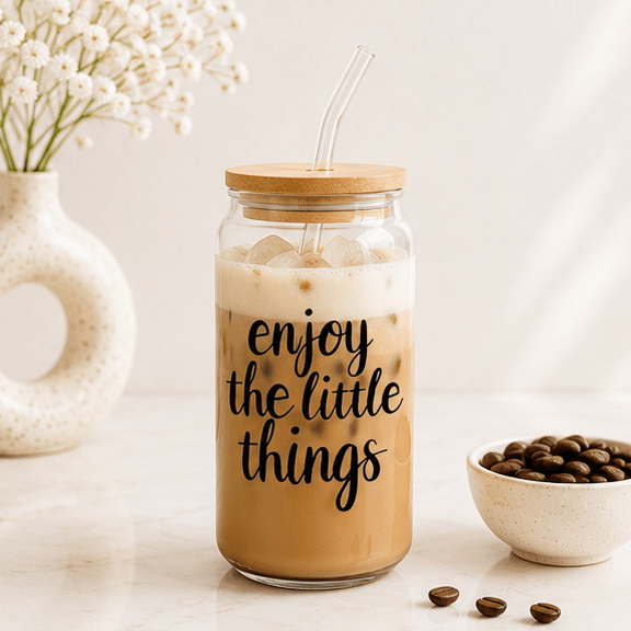 Enjoy The Little Things-Glass Cup - MK CREATIONS