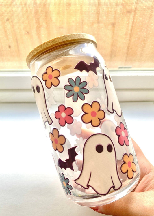 Ghosts - Glass Cup - MK CREATIONS LLC