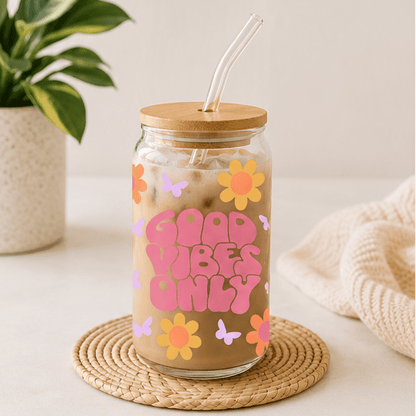 Good Vibes Only - Top-Rated Glass Cup for Everyday Enjoyment - MK CREATIONS