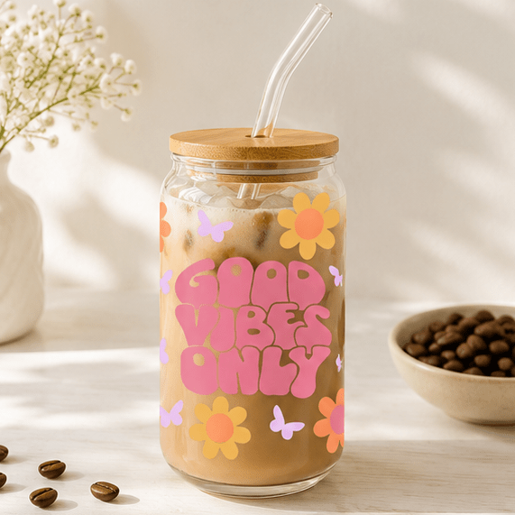 Good Vibes Only - Top-Rated Glass Cup for Everyday Enjoyment - MK CREATIONS