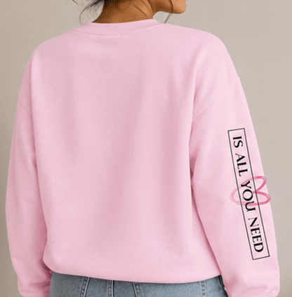 Heart Love Crewneck Sweatshirt — Small Heart Logo & Sleeve Script - MK CREATIONS