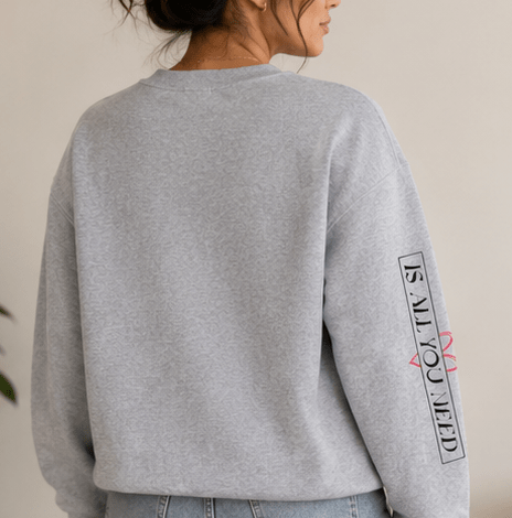 Heart Love Crewneck Sweatshirt — Small Heart Logo & Sleeve Script - MK CREATIONS