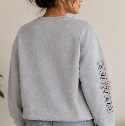 Heart Love Crewneck Sweatshirt — Small Heart Logo & Sleeve Script - MK CREATIONS