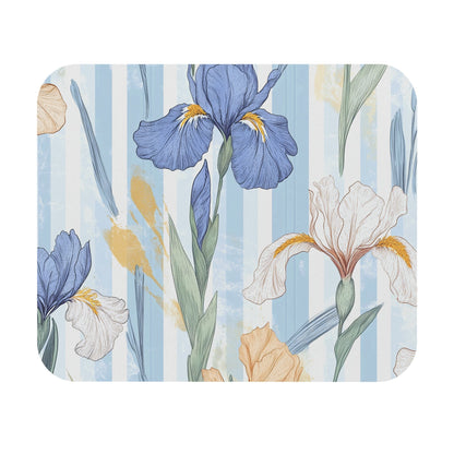 Iris Striped Floral Mouse Pad — Blue & Pastel Desk Mat for Home Office - MK CREATIONS