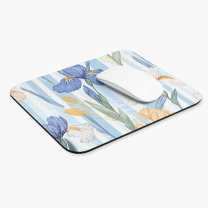 Iris Striped Floral Mouse Pad — Blue & Pastel Desk Mat for Home Office - MK CREATIONS