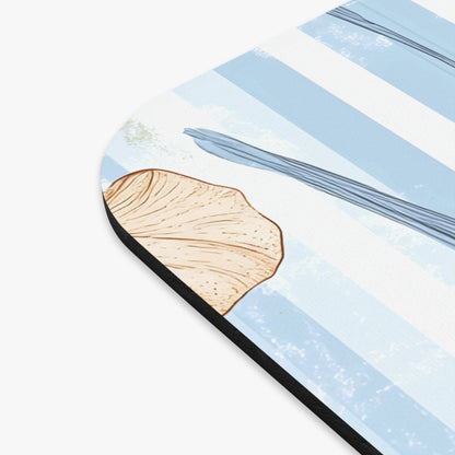 Iris Striped Floral Mouse Pad — Blue & Pastel Desk Mat for Home Office - MK CREATIONS