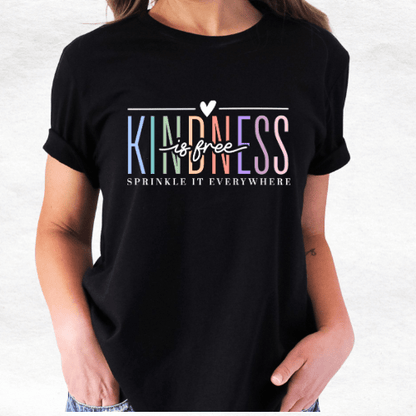 Kindness is Free Shirt – Black V - Neck T-Shirt – Inspirational Quote Tee - MK CREATIONS