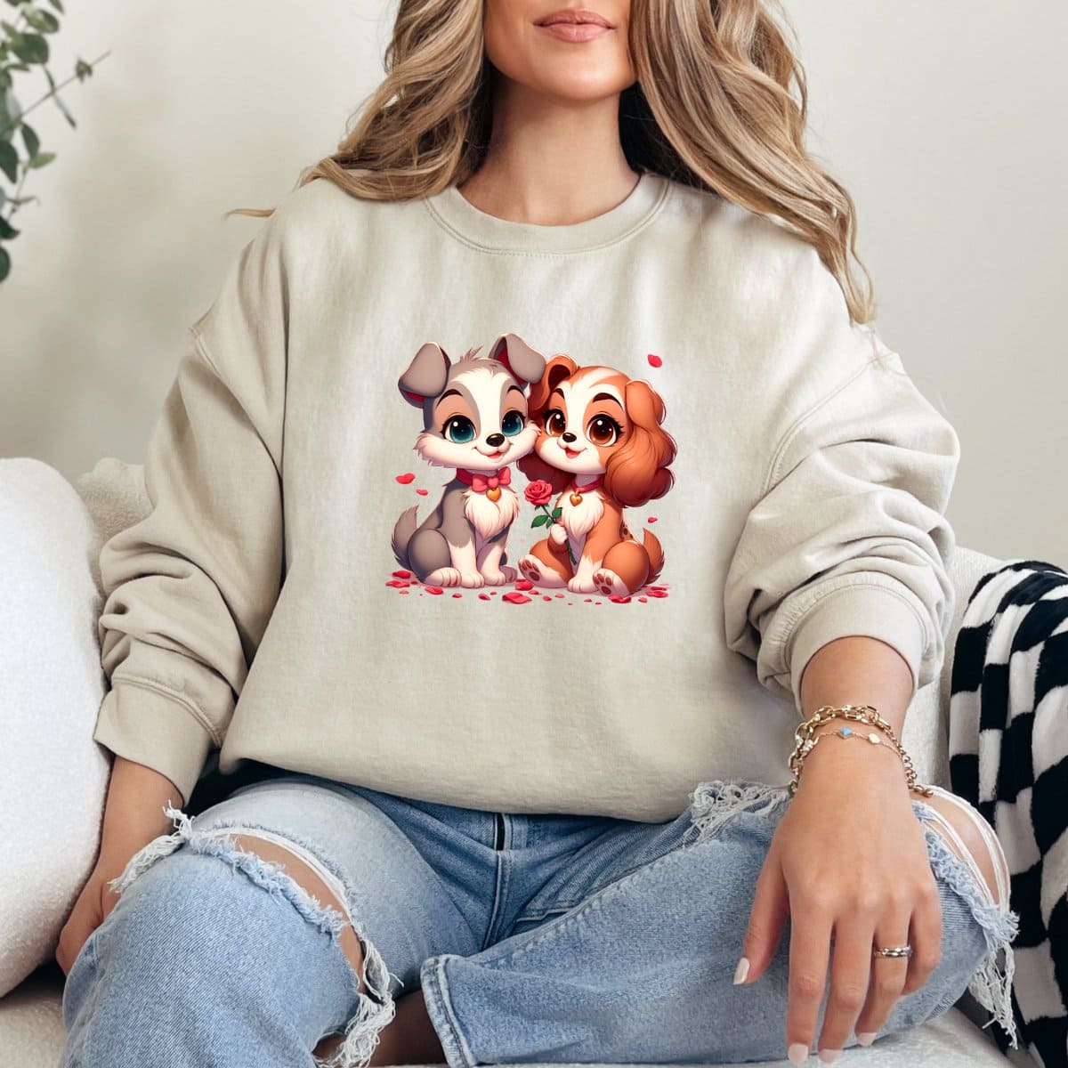 Lady and the Tramp Cartoon-Sweatshirt - MK Creations