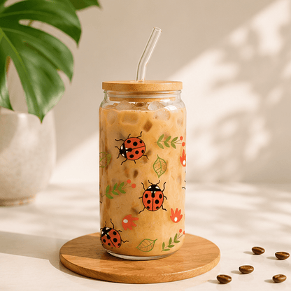 Ladybug-Glass Cup - MK CREATIONS
