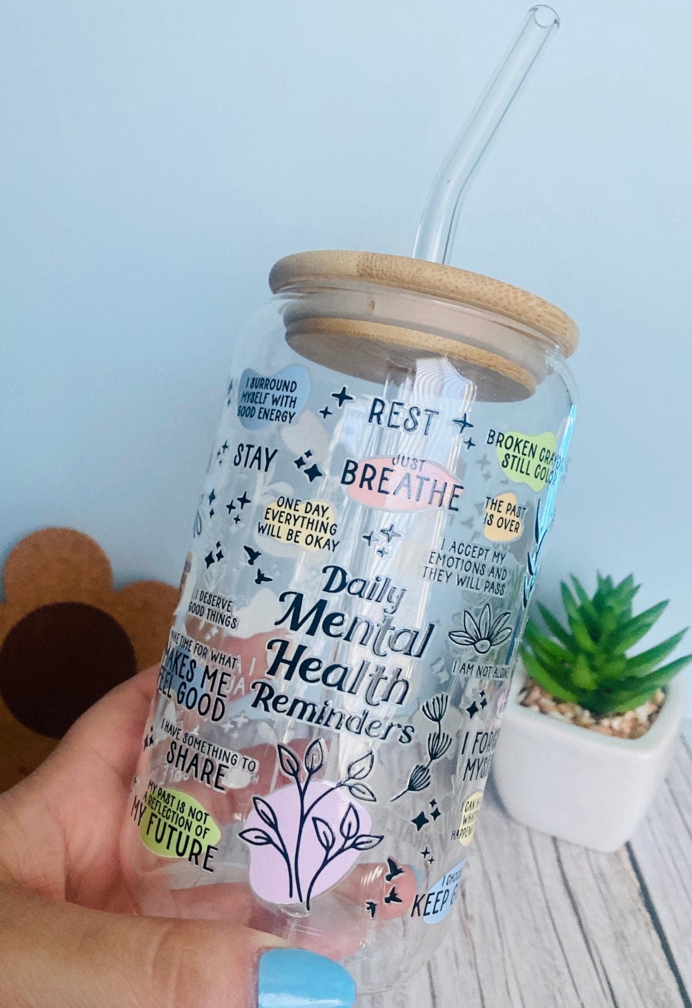 Mental Health - Glass Cup - MK CREATIONS LLC