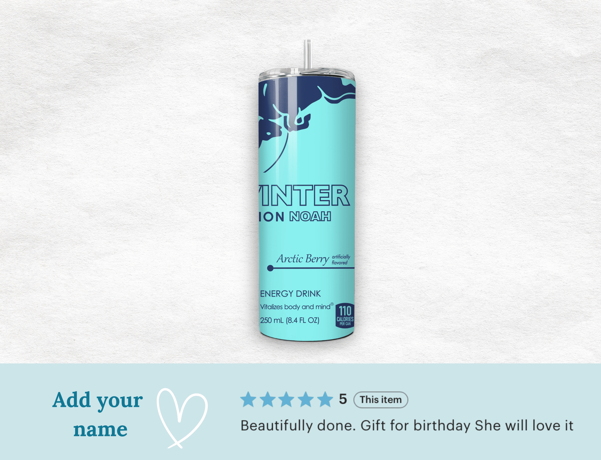 Mint Blue Energy Drink Inspired 20oz Skinny Tumbler — Custom Drinkware with Reusable Straw - MK CREATIONS
