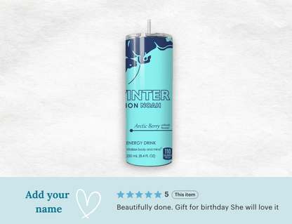 Mint Blue Energy Drink Inspired 20oz Skinny Tumbler — Custom Drinkware with Reusable Straw - MK CREATIONS