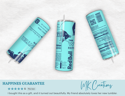 Mint Blue Energy Drink Inspired 20oz Skinny Tumbler — Custom Drinkware with Reusable Straw - MK CREATIONS