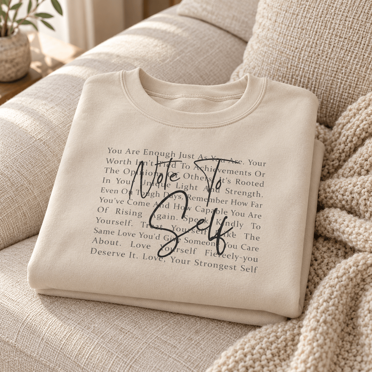 Note to Self Sweatshirt – Beige Self-Love Crewneck - MK CREATIONS