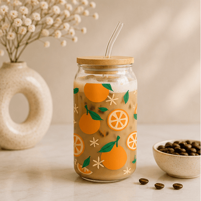 Orange- Glass Cup - MK CREATIONS