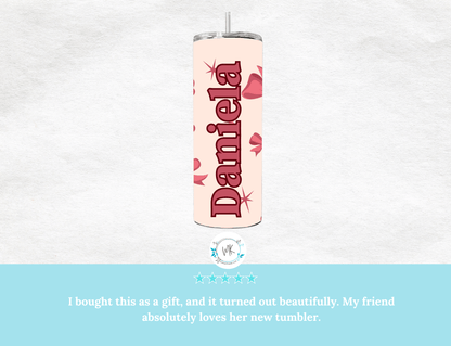 Personalized 20oz Tumbler with Bows – Custom Name Cup - MK CREATIONS