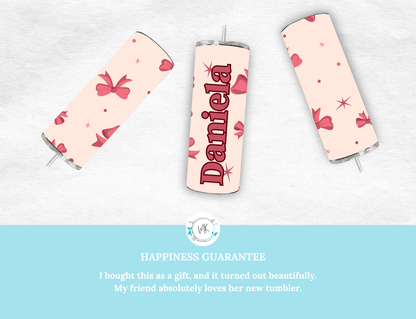 Personalized 20oz Tumbler with Bows – Custom Name Cup - MK CREATIONS