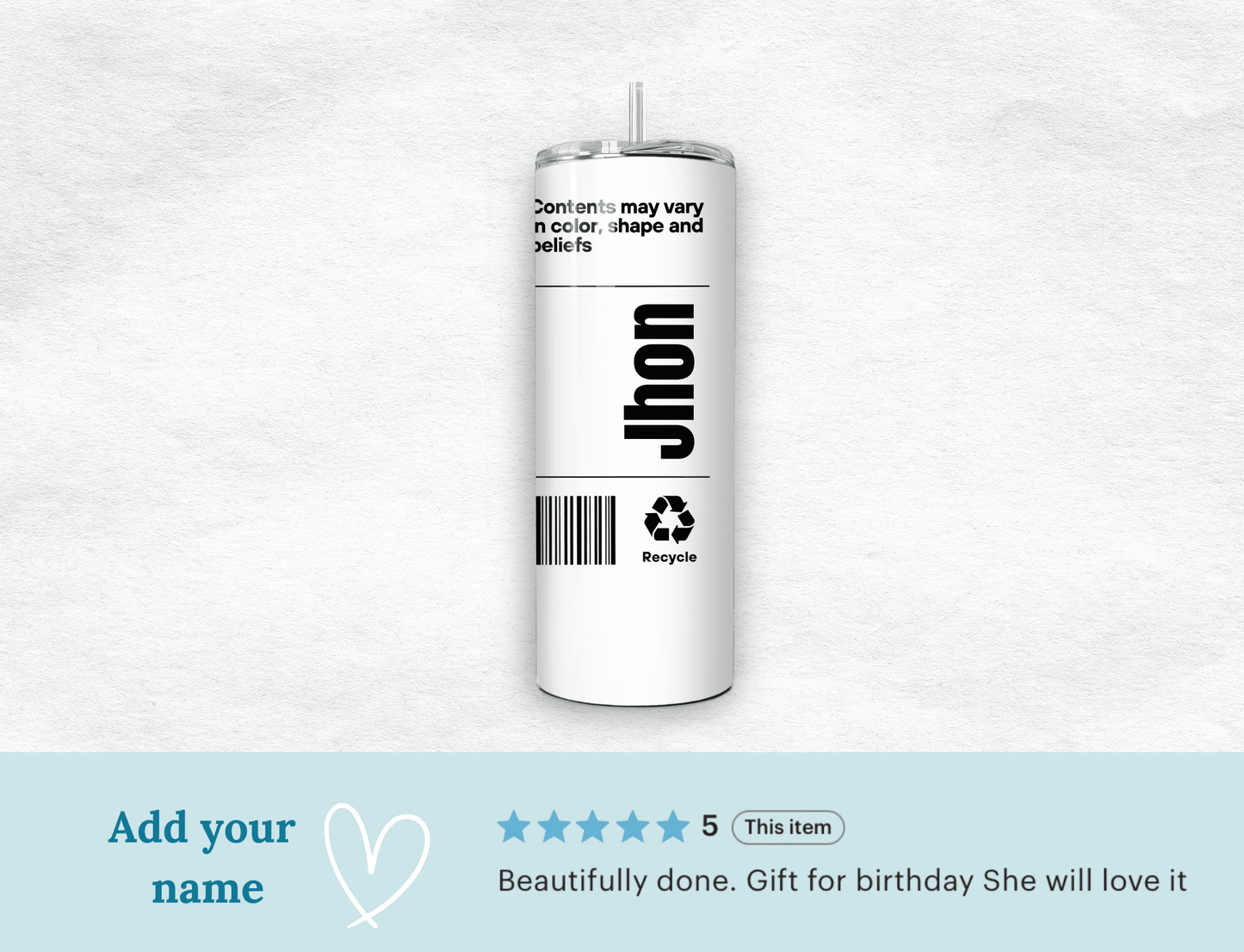 Personalized Human Being Tumbler 20oz Funny Organic Label Coffee Cup Gift - MK CREATIONS