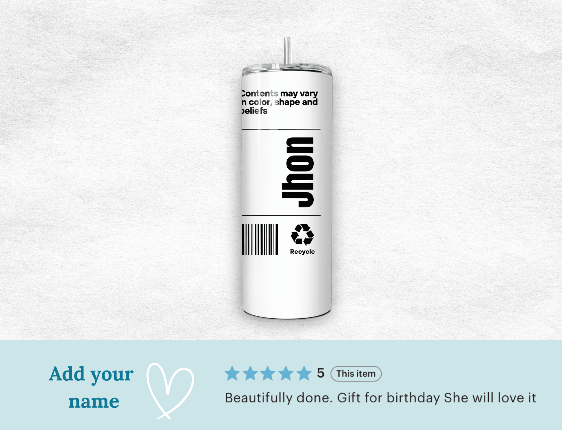 Personalized Human Being Tumbler 20oz Funny Organic Label Coffee Cup Gift - MK CREATIONS