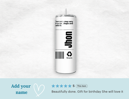 Personalized Human Being Tumbler 20oz Funny Organic Label Coffee Cup Gift - MK CREATIONS