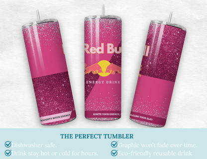 Pink Energy Drink Inspired Cup - 20oz Skinny Tumbler - MK CREATIONS