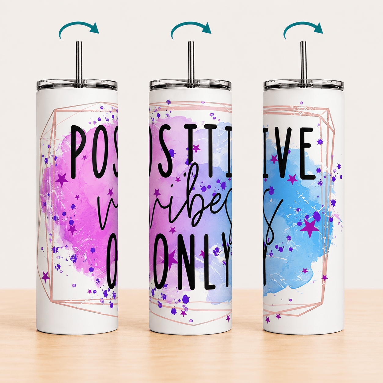 Positive Vibes Only-Tumbler - MK CREATIONS