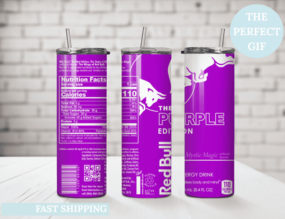 Purple Energy Drink Inspired 20oz Skinny Tumbler — Custom Drinkware with Reusable Straw - MK CREATIONS