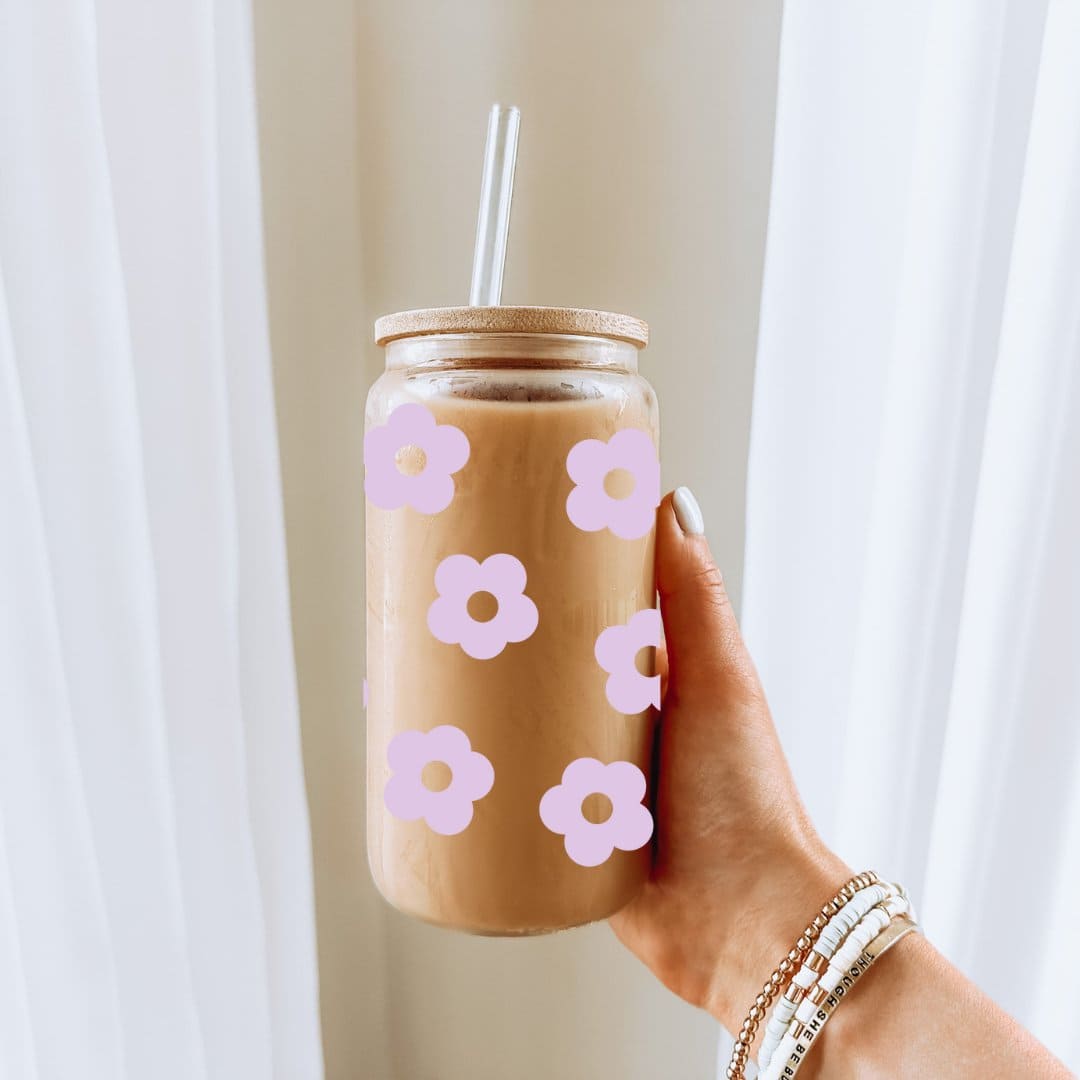 Retro Daisy - Glass Cup - MK Creations