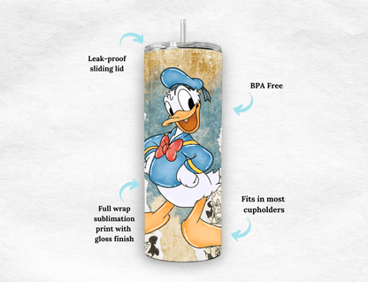 Retro Donald Duck 20 oz Skinny Tumbler. - MK CREATIONS