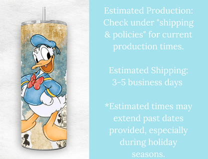Retro Donald Duck 20 oz Skinny Tumbler. - MK CREATIONS